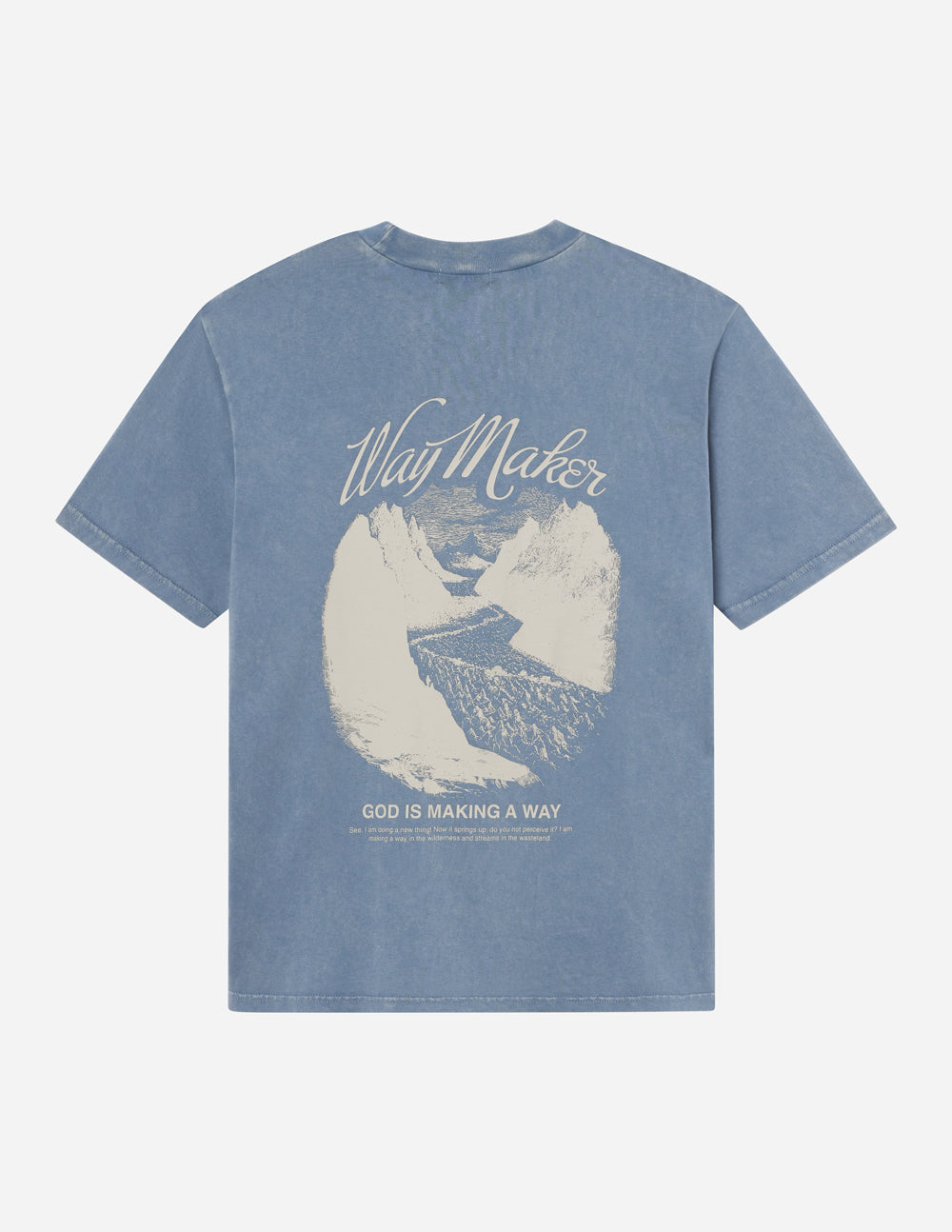 Elevated Faith Christian Apparel T-Shirt featuring 'Way Maker' design with mountains and inspirational text