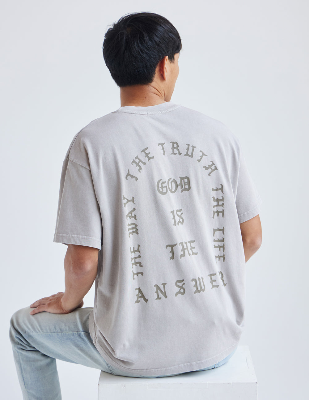 Elevated Faith Christian Apparel T-Shirt featuring inspirational text on the back in a stylish, relaxed fit
