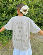 Elevated Faith Christian Apparel T-Shirt with inspirational message on back in a soft grey color