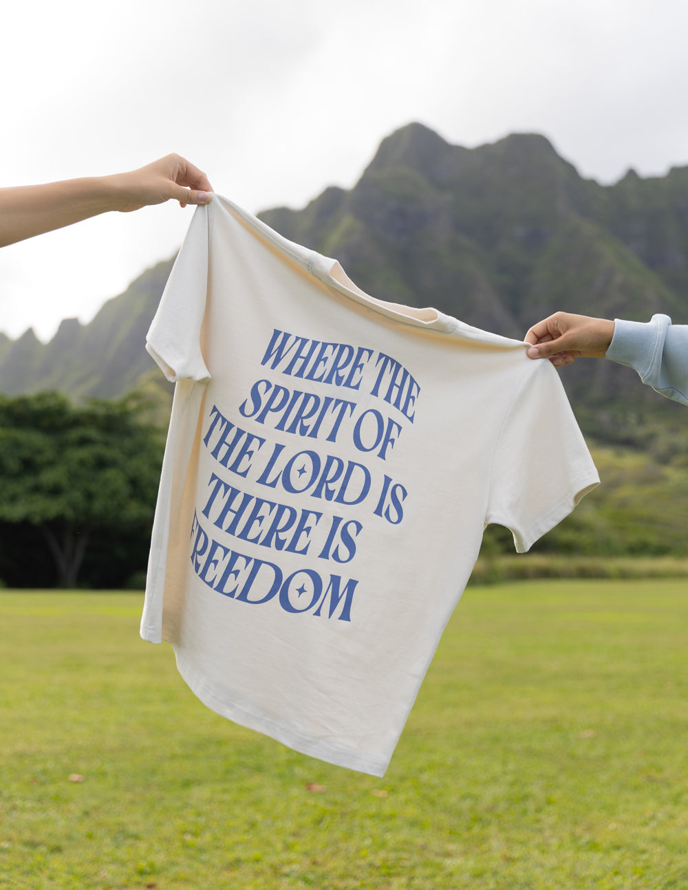 Elevated Faith Christian Apparel T-Shirt in cream with inspirational message about freedom
