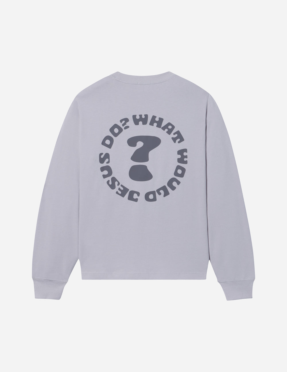 Gray Elevated Faith Christian Apparel T-Shirt featuring a unique question design on the back