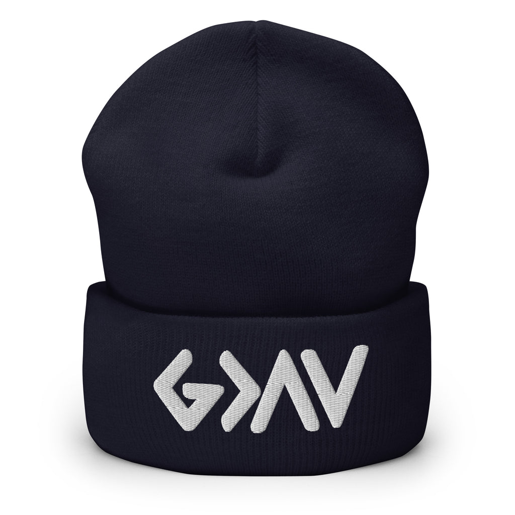 Navy Christian Beanie by Rep The One with a bold logo for stylish warmth