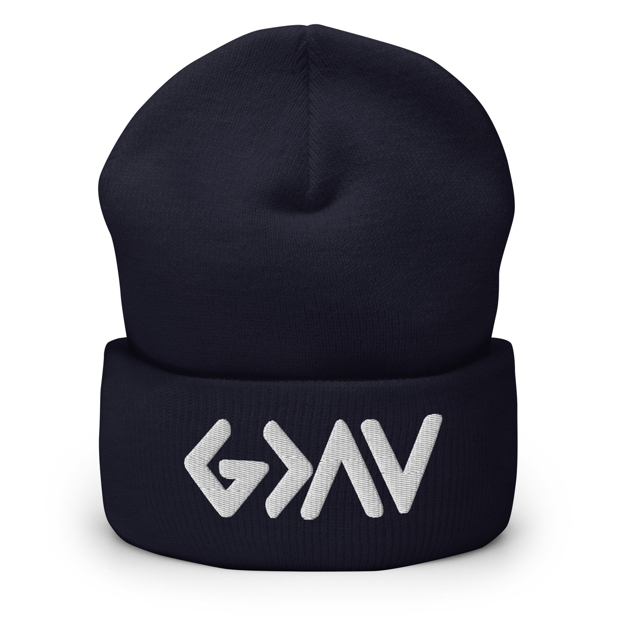 Navy Christian Beanie by Rep The One with a bold logo for stylish warmth