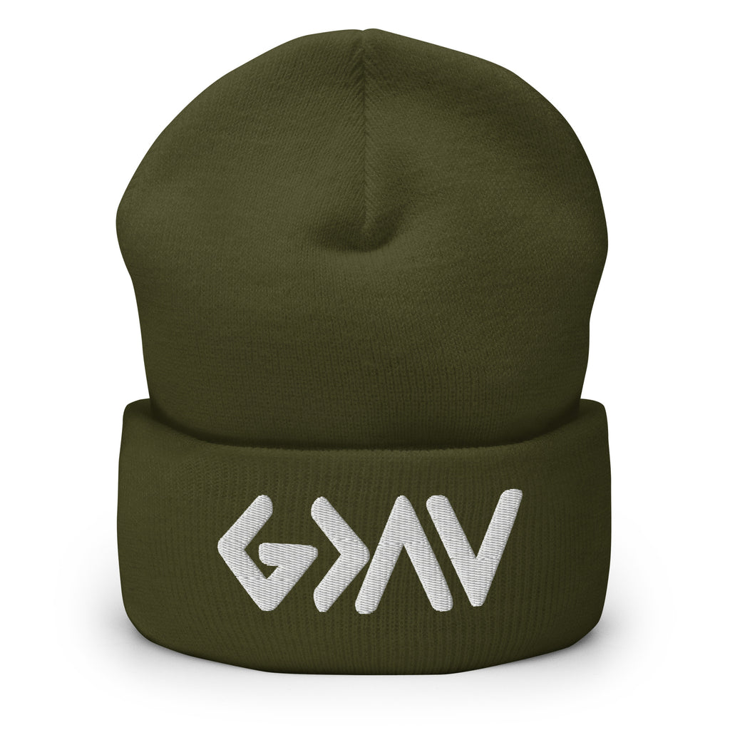 Olive Green Christian Beanie with Stylish Logo for Comfortable Winter Wear