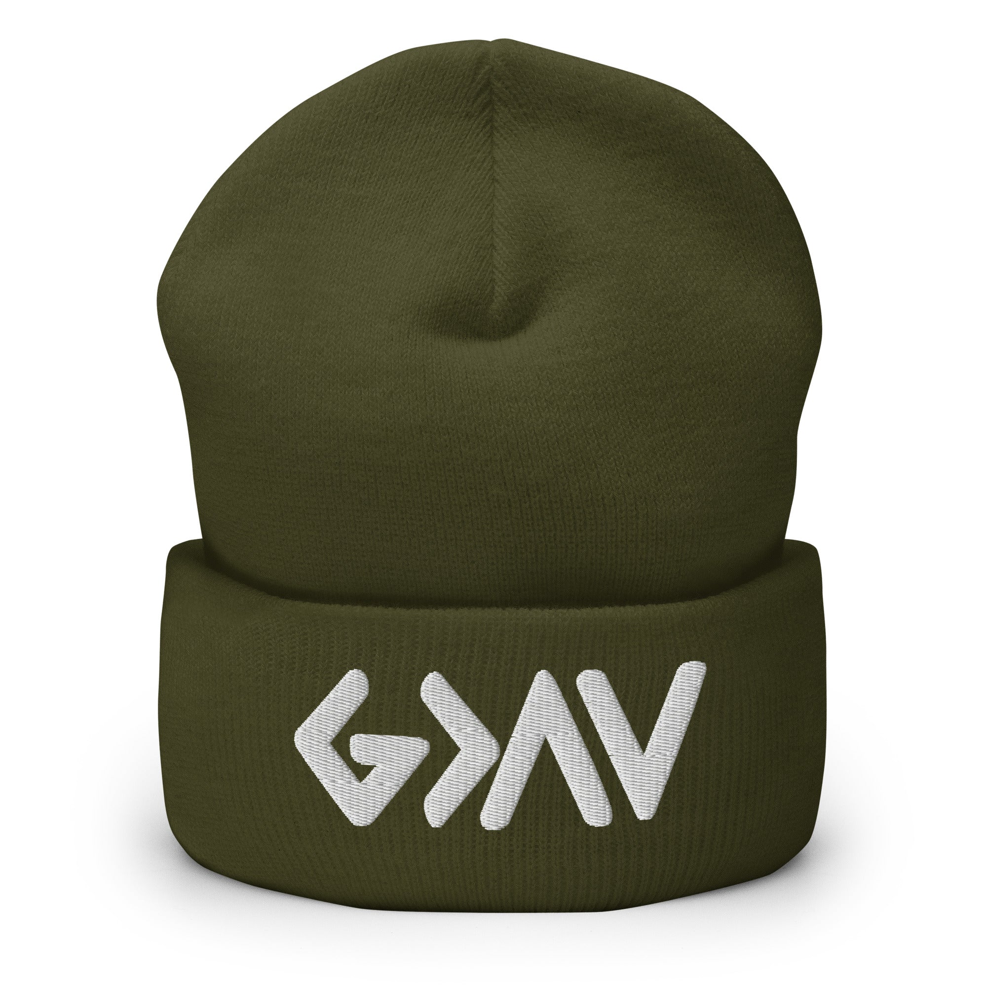 Olive Green Christian Beanie with Stylish Logo for Comfortable Winter Wear