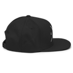 Black snapback cap from RepThe1 featuring a sleek design perfect for showcasing Christian Jewelry