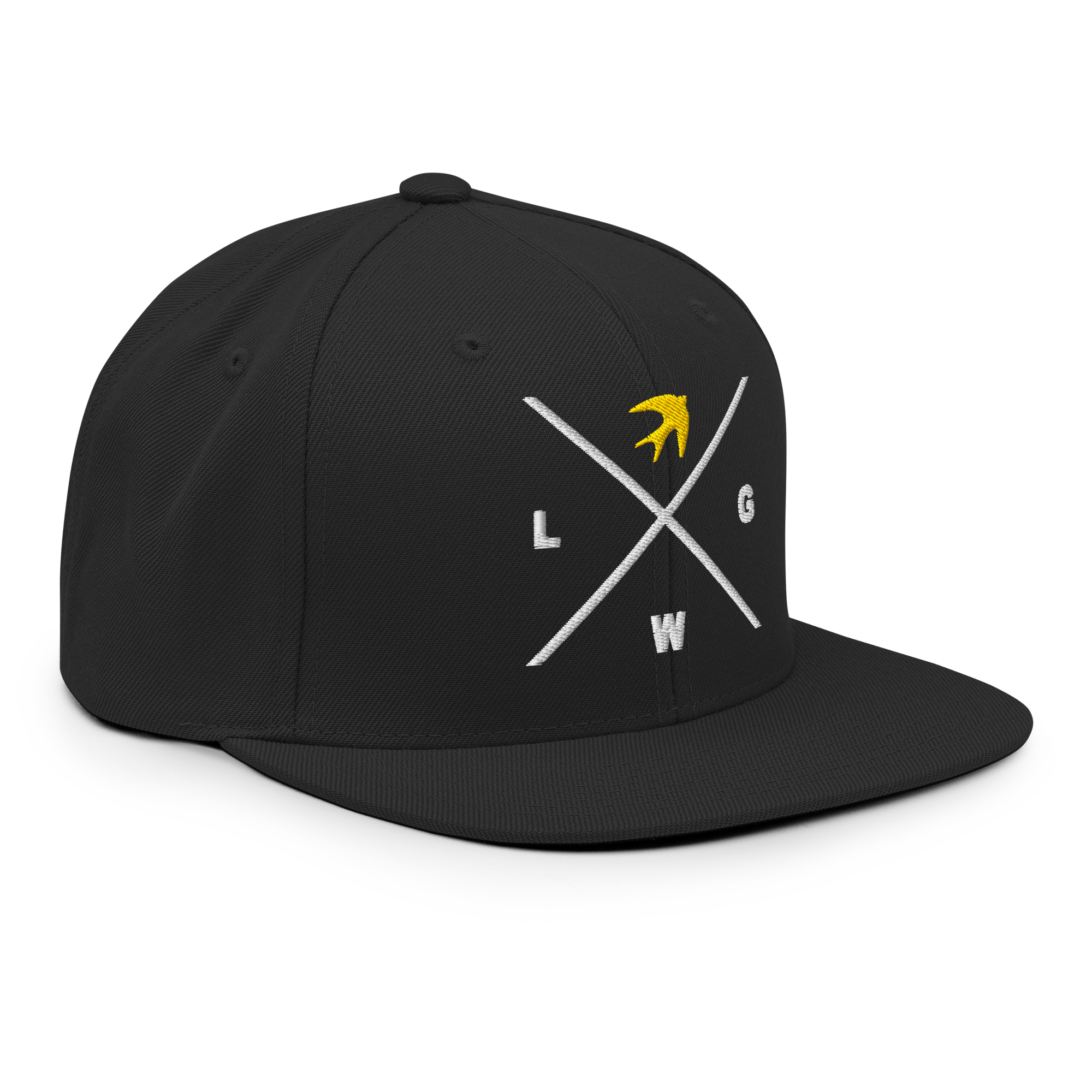 Black snapback hat featuring a unique design for Christian Jewelry enthusiasts