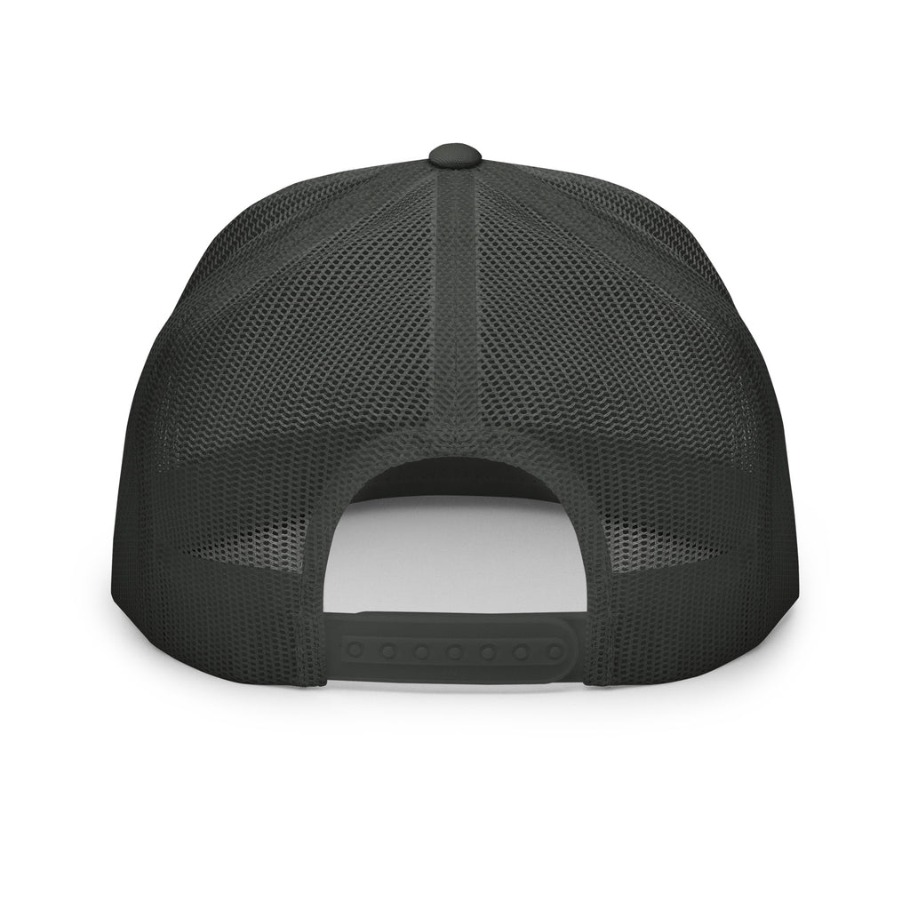 Back view of a Christian Embroidered Hat from RepThe1 Apparel with a mesh design and snapback closure