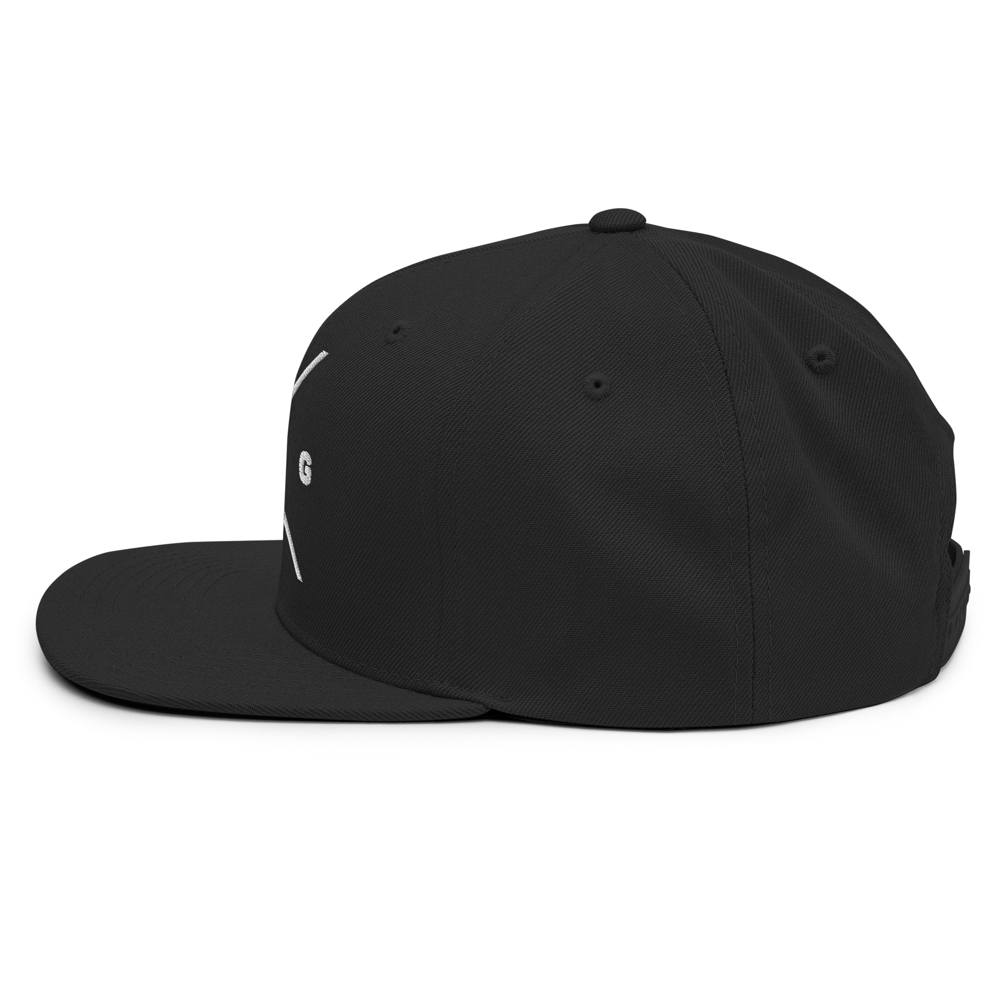 Black Snapback Hat from RepThe1 featuring a modern design perfect for showcasing Christian jewelry