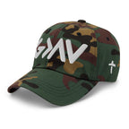 Camo Christian Embroidered Hat featuring bold white lettering for a stylish look