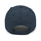 Back view of a navy Christian Embroidered Hat with adjustable strap for a comfortable fit