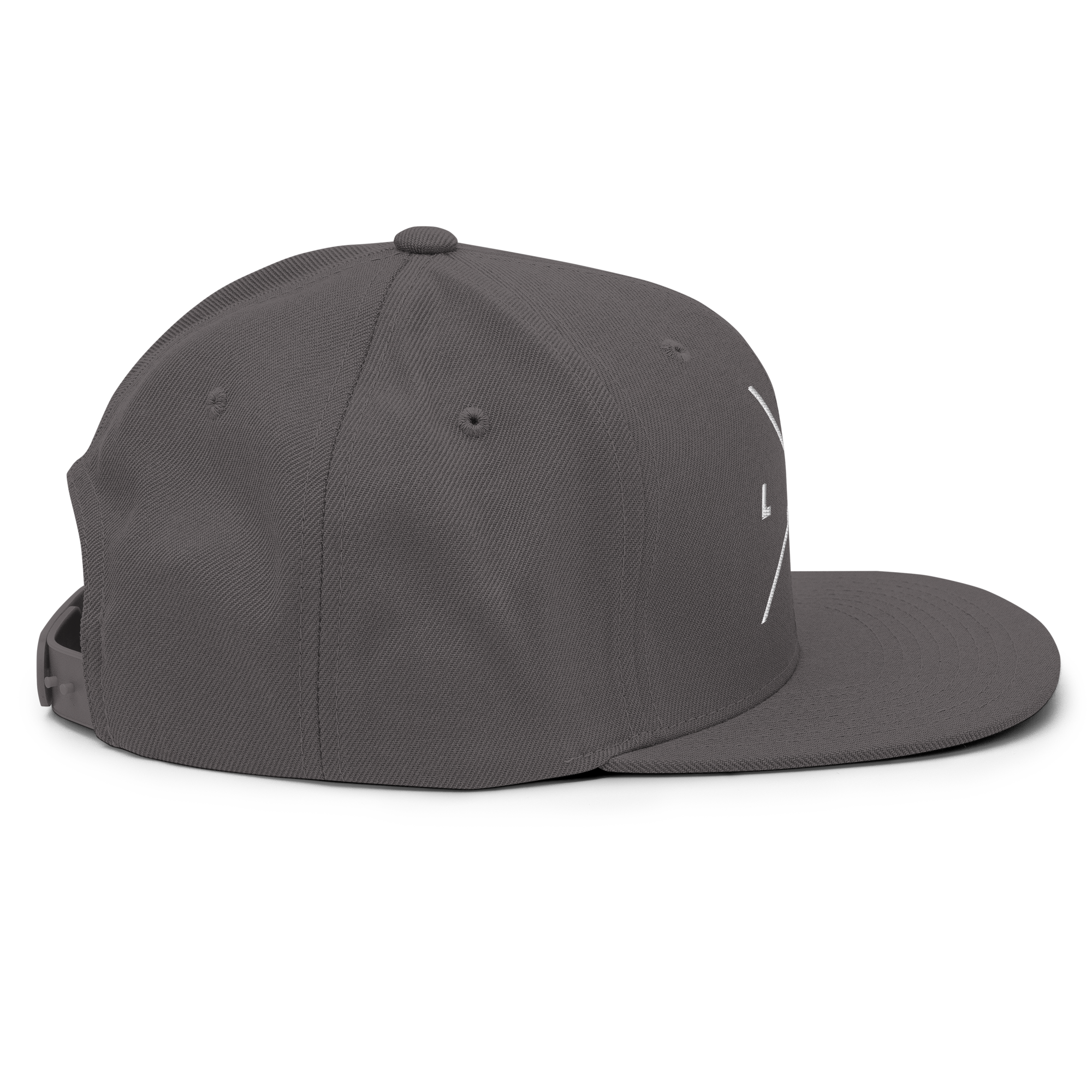 Gray Snapback Hat from RepThe1 Apparel featuring a stylish design perfect for displaying Christian Jewelry themes