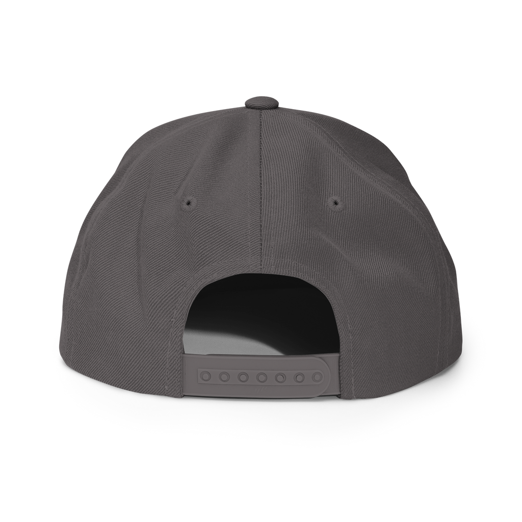 Back view of a gray snapback hat from RepThe1 Apparel featuring Christian Jewelry design