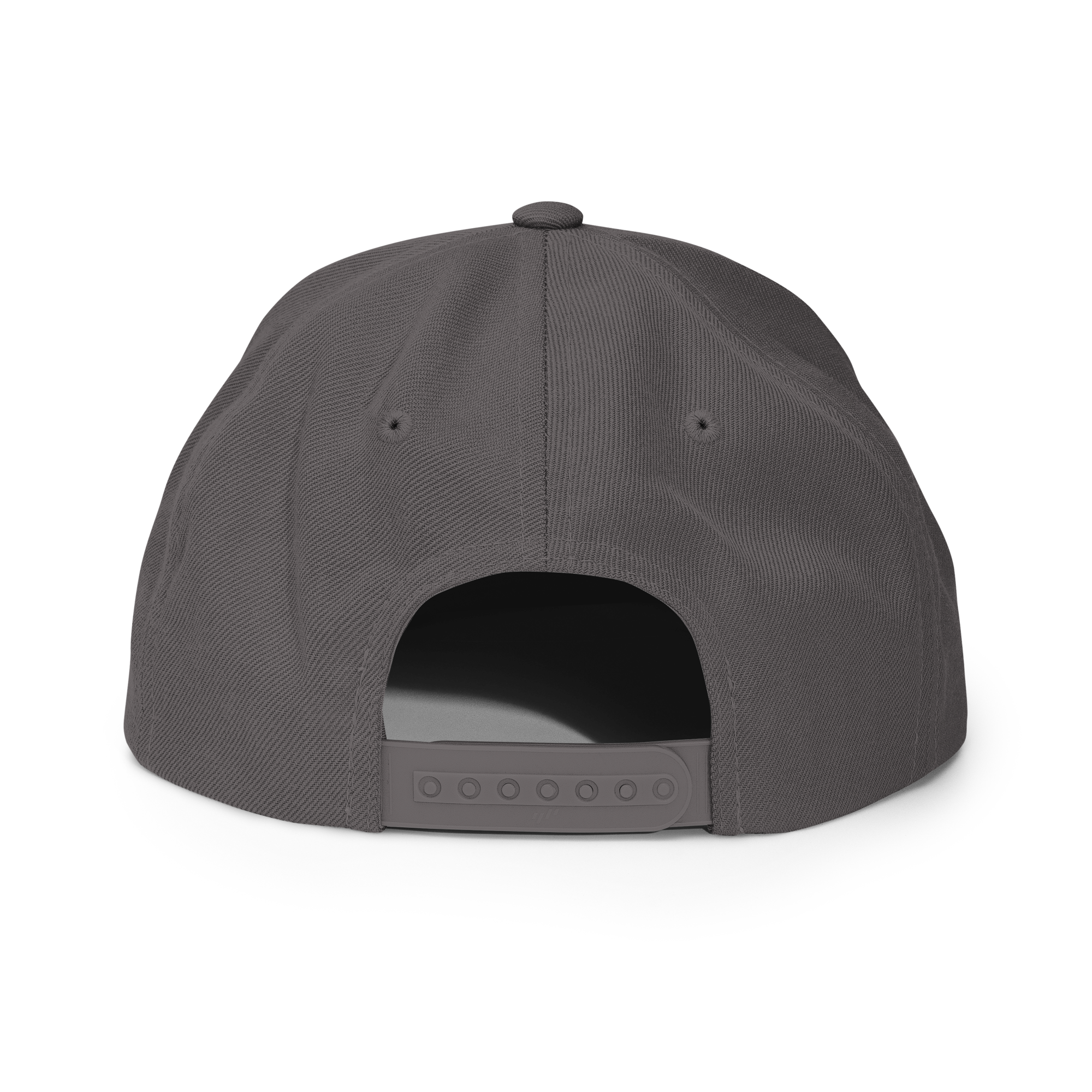 Back view of a gray snapback hat from RepThe1 Apparel featuring Christian Jewelry design