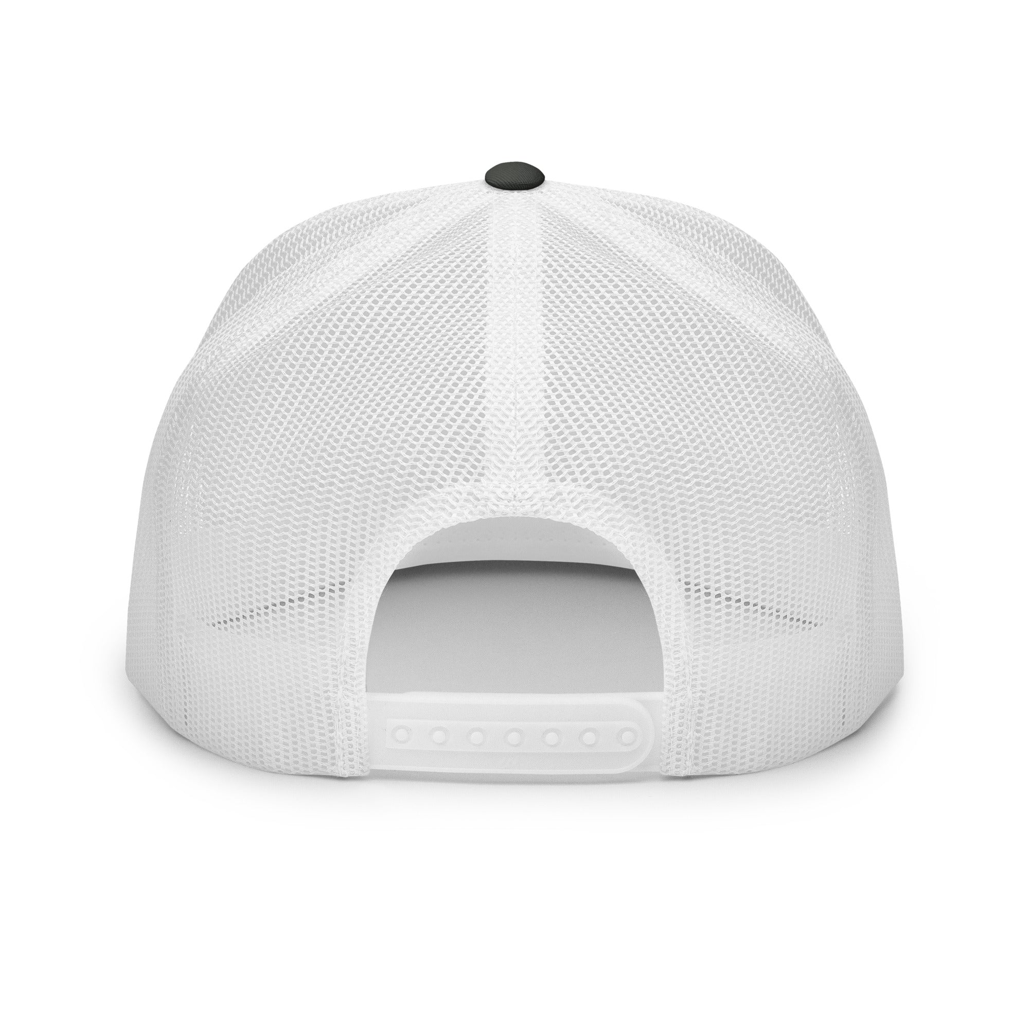 Back view of a Christian Embroidered Hat with a breathable mesh design and adjustable snapback