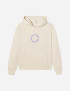 Elevated Faith Christian Hoodie in cream color with a purple circular design on the front