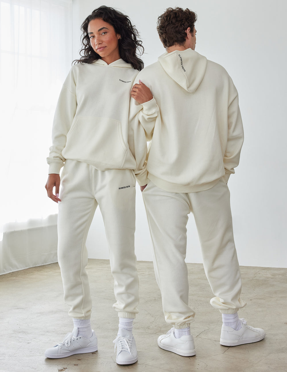 Elevated Faith Christian Hoodie in Cream with Cozy Fit for Everyday Wear