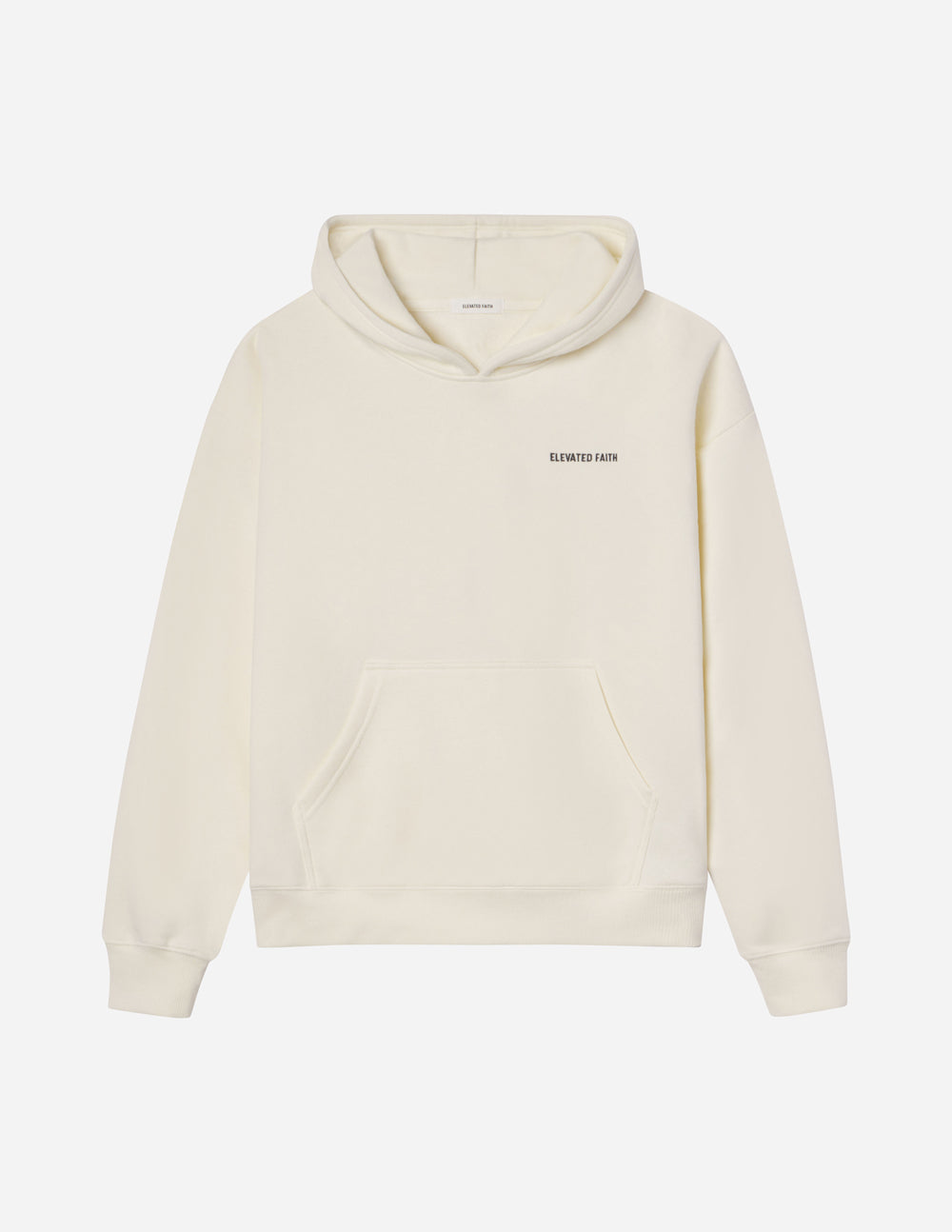 Elevated Faith Cream Christian Hoodie with Front Pocket and Soft Fabric for Comfortable Wear