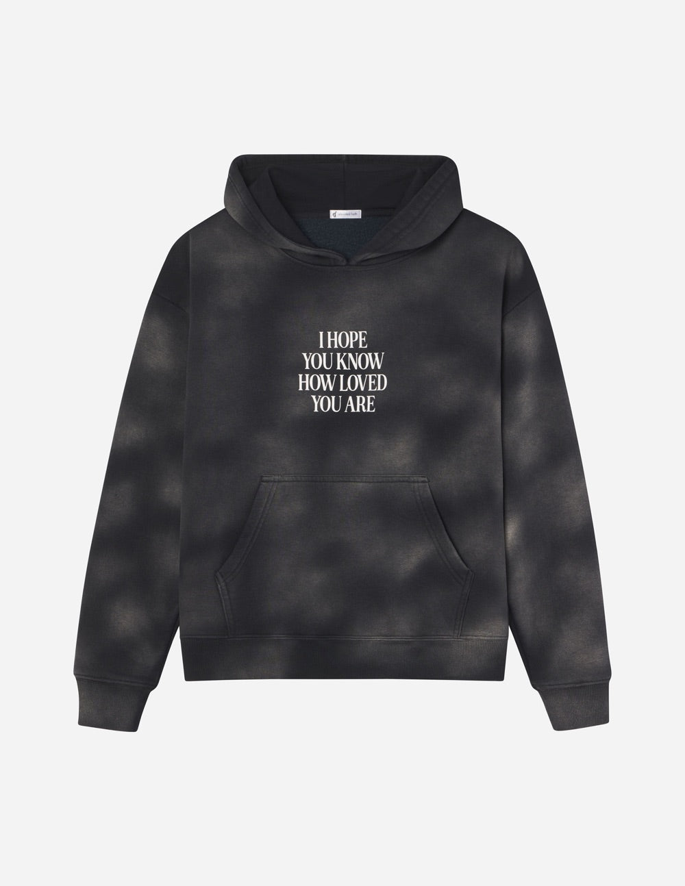 Elevated Faith Christian Hoodie in black with inspirational message about being loved