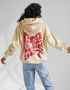 Elevated Faith Christian Hoodie in Cream with inspirational text on the back