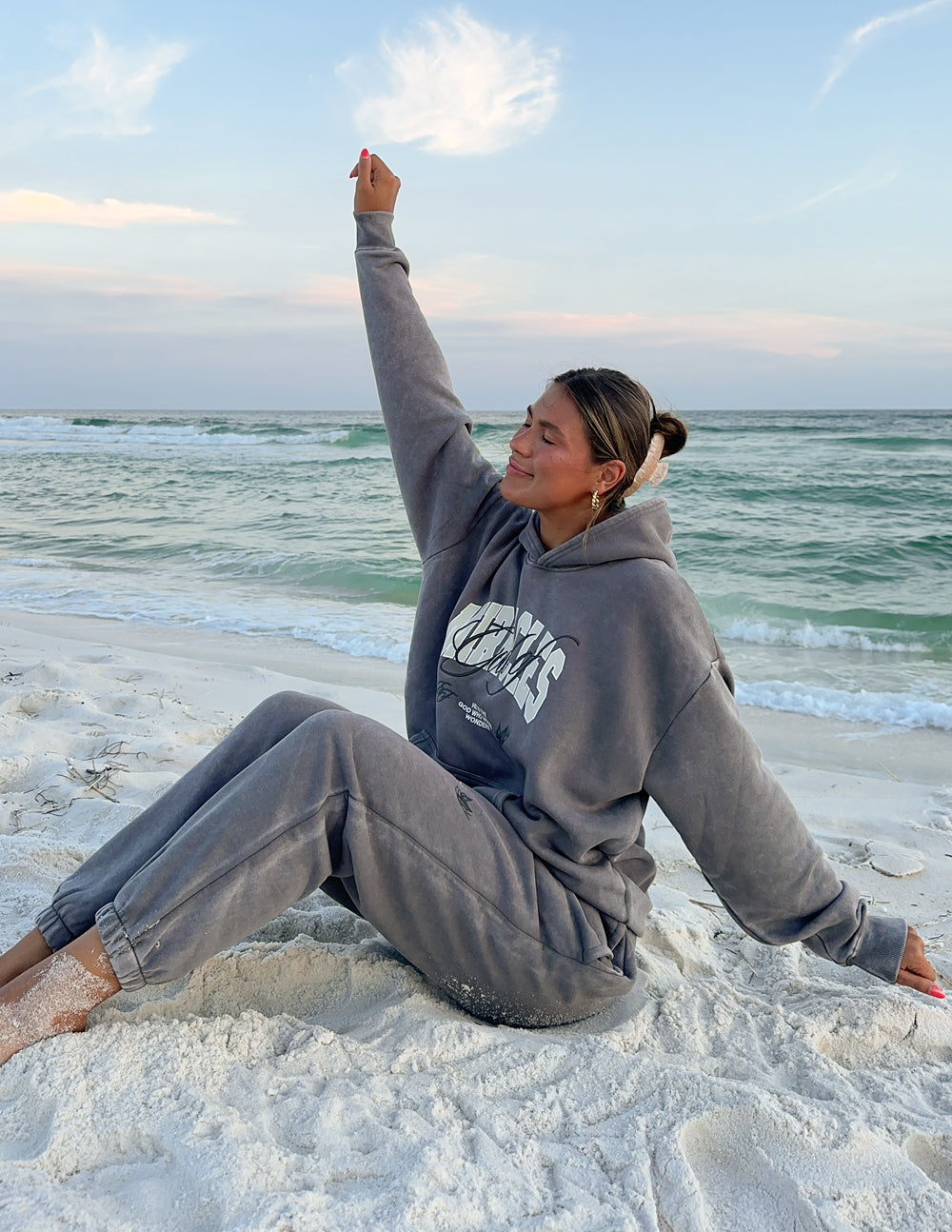 Elevated Faith Christian Hoodie in Gray, perfect for beach outings and casual wear