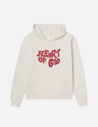 Elevated Faith Christian Hoodie in cream featuring bold 'Heart of God' graphic print