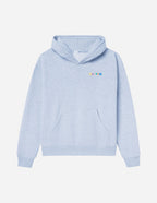 Light blue Christian Hoodie from Elevated Faith with front pocket and colorful 'Heaven' embroidery