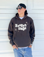 Brown Elevated Faith Christian Hoodie with Heaven made graphic print for casual wear