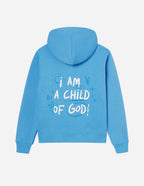 Elevated Faith Blue Christian Hoodie with 'I Am a Child of God' Graphic Design