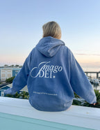 Elevated Faith Christian Hoodie in Blue with Imago Dei design on the back for comfortable wear