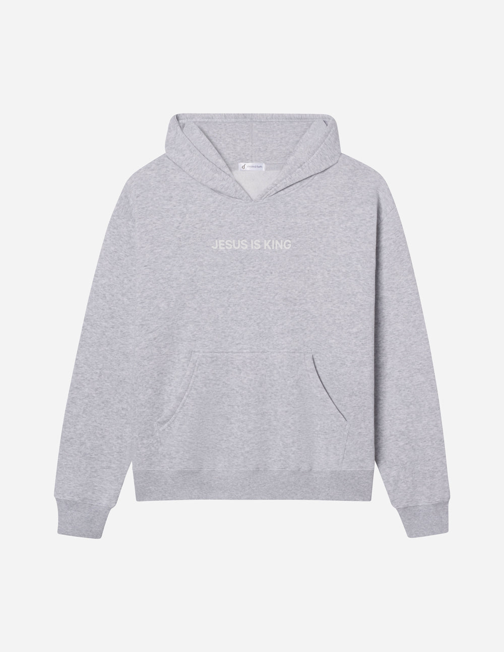Elevated Faith Christian Hoodie in gray with 'Jesus is King' text for stylish faith expression