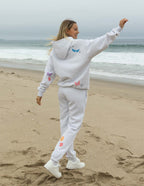 Elevated Faith Christian Hoodie in Light Gray with Colorful Butterfly and Flower Designs