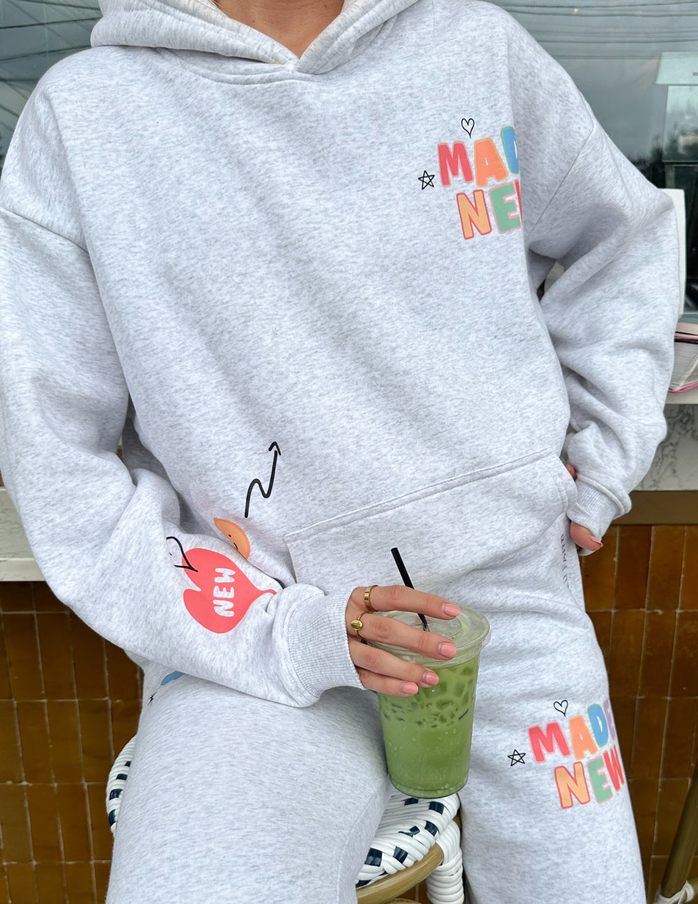 Elevated Faith Christian Hoodie in light gray with colorful graphics and a relaxed fit