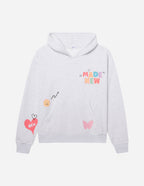 Elevated Faith Christian Hoodie in Gray Featuring Colorful Graphic Designs and Heart Motif