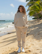 Elevated Faith Christian Hoodie in Beige with Butterfly Design Perfect for Casual Beach Wear