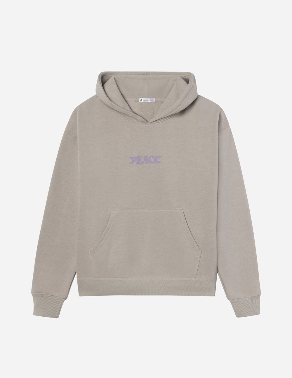 Elevated Faith Christian Hoodie in grey with 'PEACE' printed on the front in purple