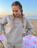 Elevated Faith Christian Hoodie in Gray with 'Peace' Text Design, Perfect for Casual Wear