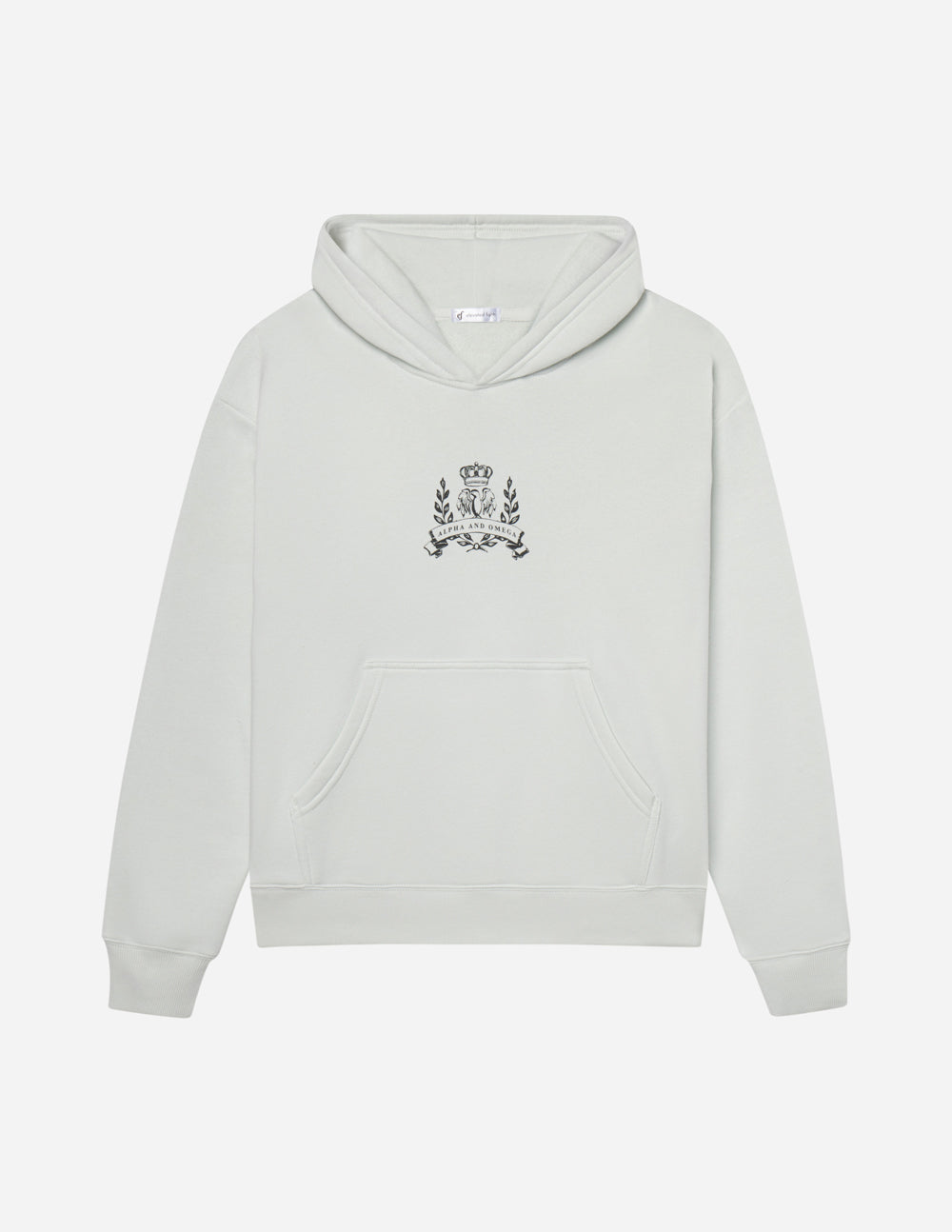 Elevated Faith Christian Hoodie in Light Gray with Front Pocket and Crown Logo Design