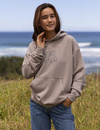 Elevated Faith Christian Hoodie in Beige featuring 'Spirit of God' graphic design
