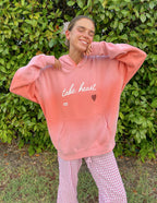 Elevated Faith Christian Hoodie in pink with inspirational 'take heart' design and front pocket