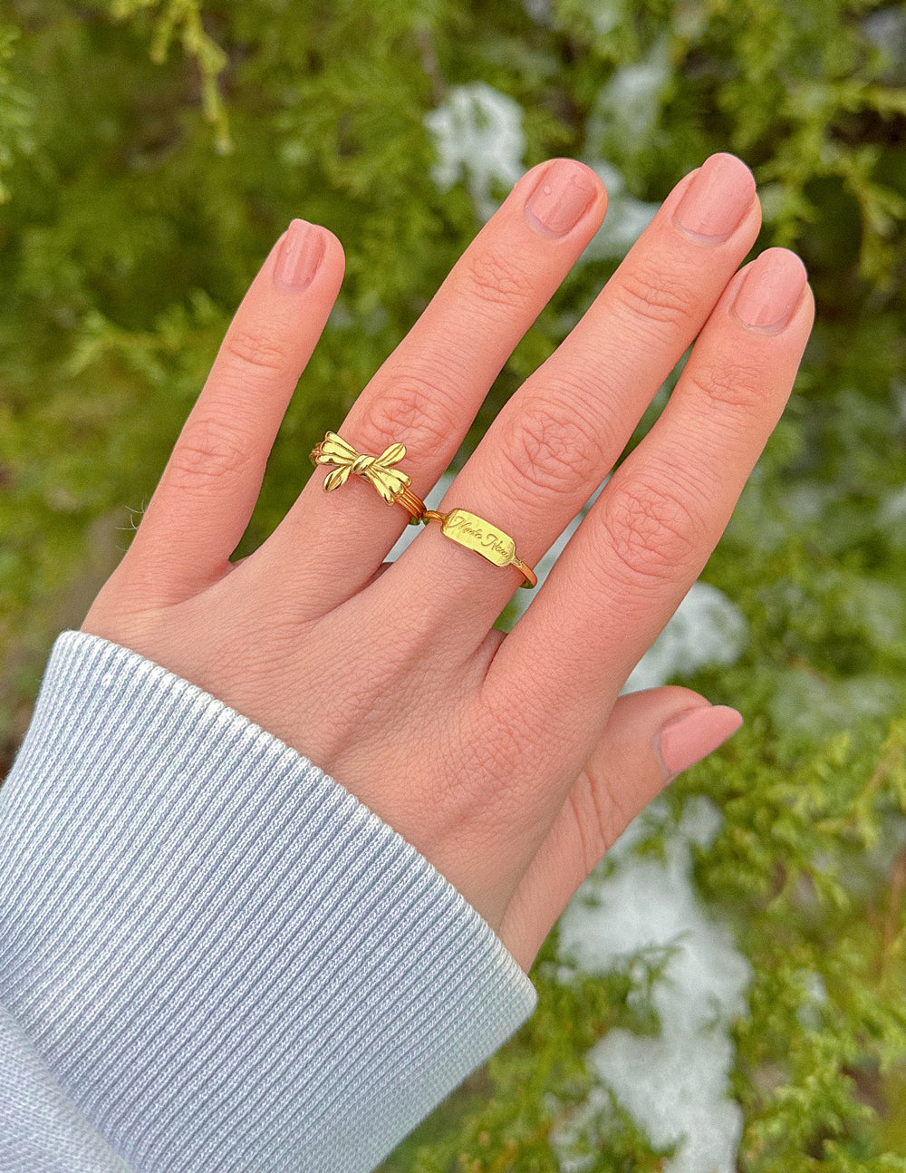 Gold Elevated Faith Ring with Bow Design, perfect for expressing faith through Christian Jewelry
