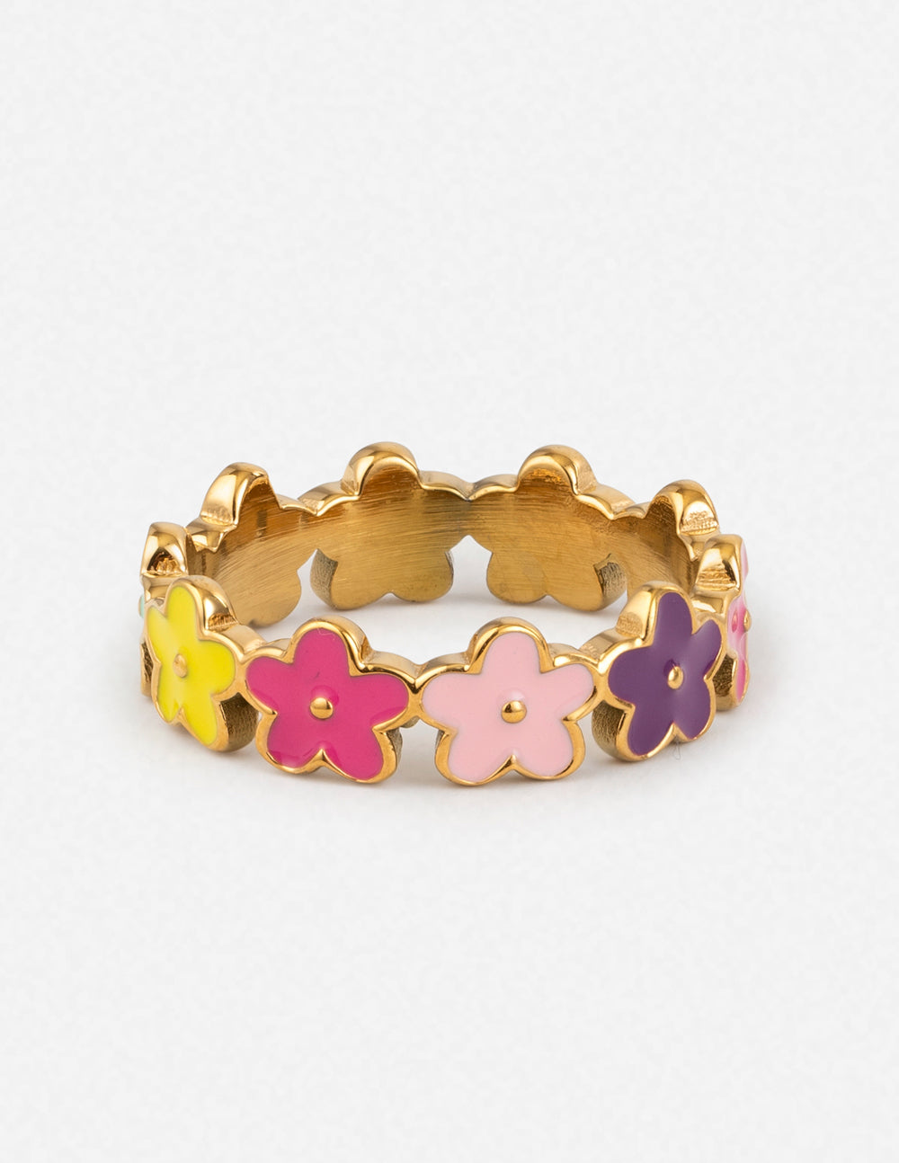 Elevated Faith Flower Ring in Gold with Colorful Enamel, Perfect Christian Jewelry for Everyday Wear