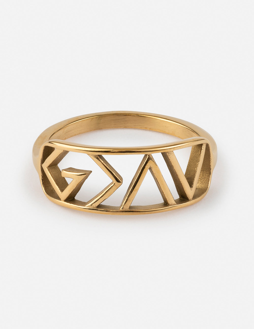 Gold Elevated Faith Ring with Geometric Design, a stylish piece of Christian Jewelry
