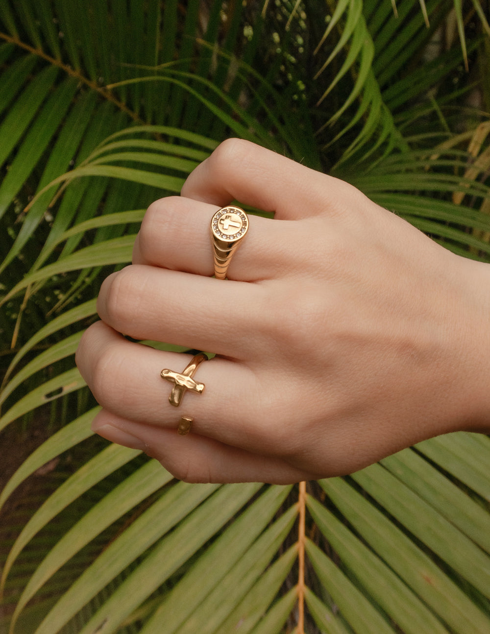Gold ring featuring a cross design, ideal Christian Jewelry for expressing faith and style