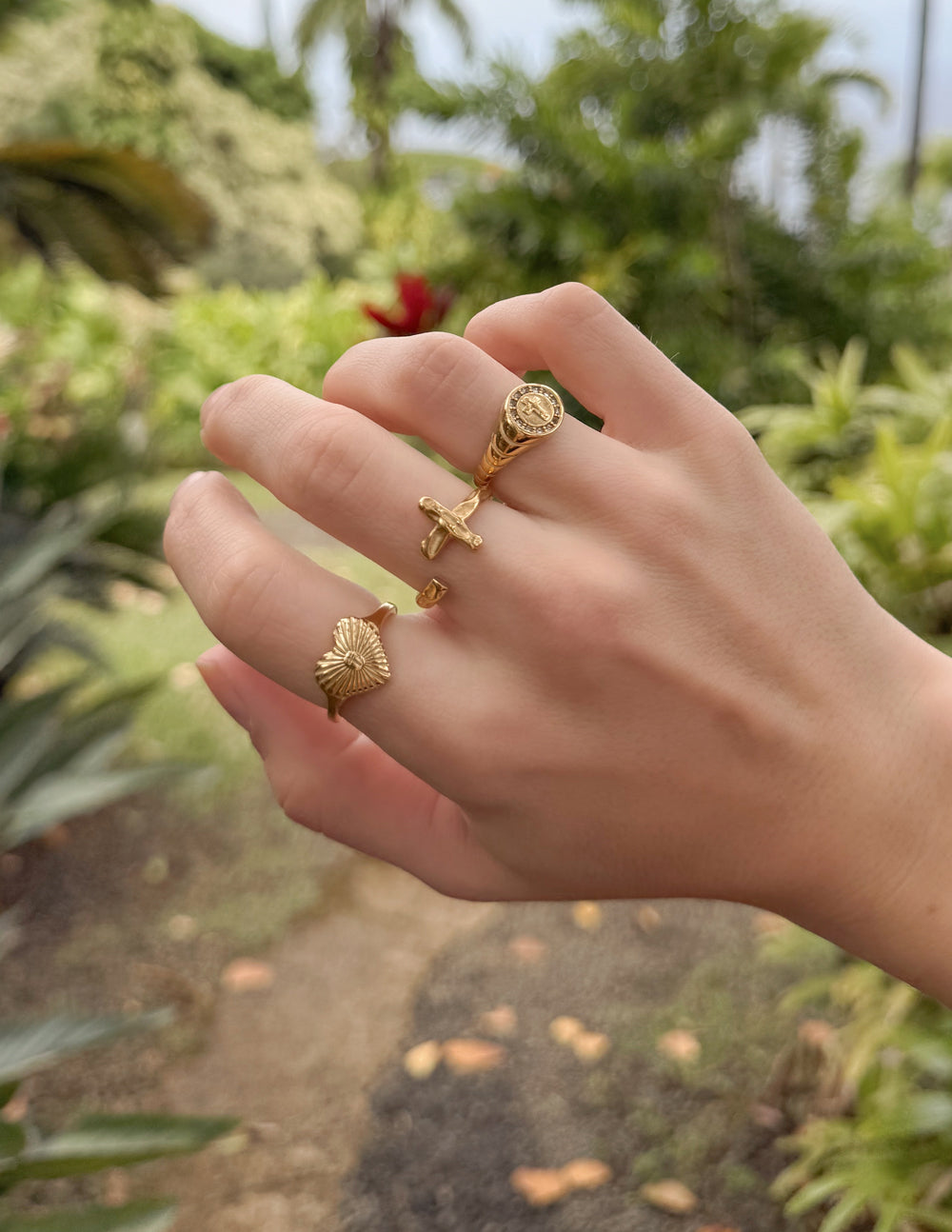 Elegant Elevated Faith Christian Jewelry Ring Set with Cross and Shell Designs for Everyday Wear
