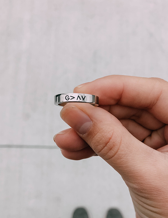 Elevated Faith Christian Jewelry Ring with G>Av Inscription for Daily Inspiration