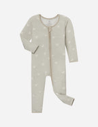 Elevated Faith Christian Kids Apparel Onesie in Soft Green with Bird Print and Full Zipper Closure