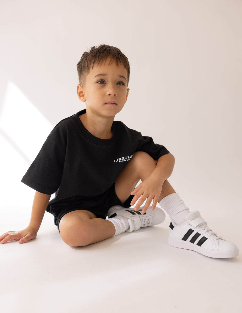 Elevated Faith Black Kids T-Shirt featuring comfortable fit for Christian Kids Apparel