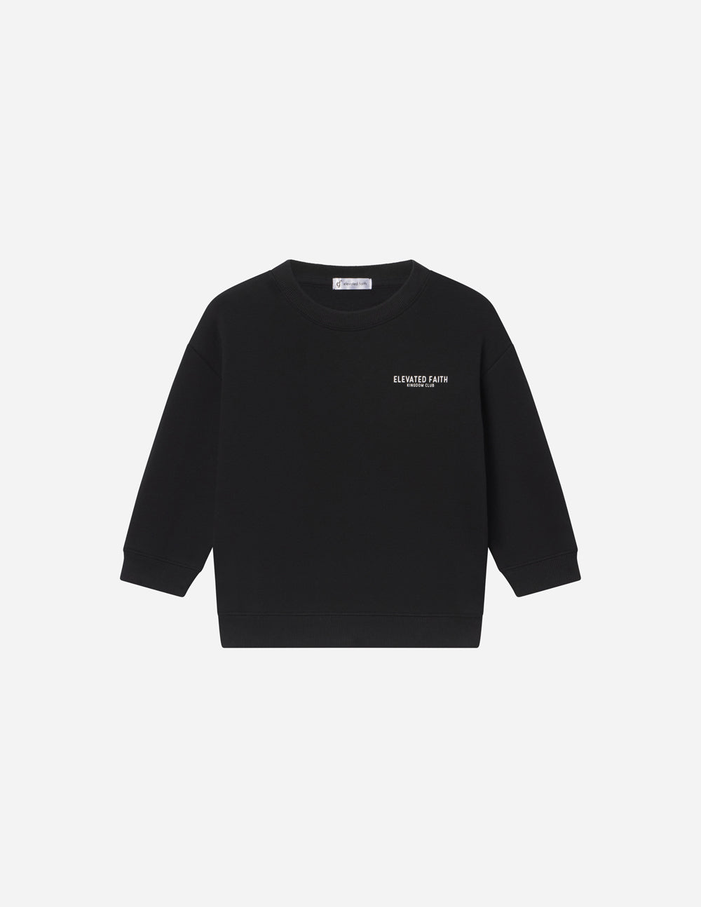 Elevated Faith Black Kids Crewneck Sweatshirt for Stylish Christian Kids Apparel