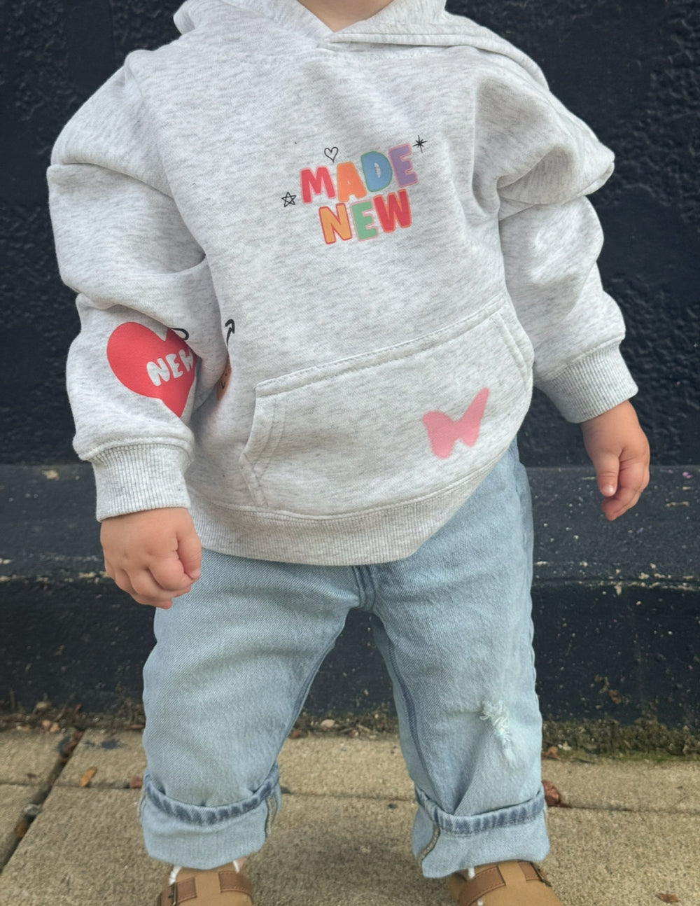 Elevated Faith Kids Hoodie in Gray with Colorful Designs for Christian Kids Apparel
